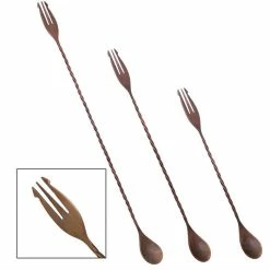 Outlet 👍 BarMan BarConic® Trident Bar Spoons - Antique Copper Finish - Several Lengths Available 🧨