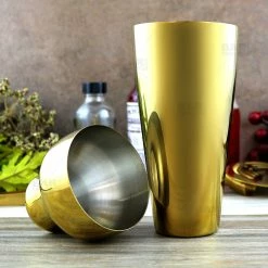 Brand new ⌛ BarMan Olea™ Parisian Style 2 Piece Cocktail Shaker - Gold Plated - 20 Ounce 👏 -barman shop gold 2p cocktail shaker bpc 5 700x700