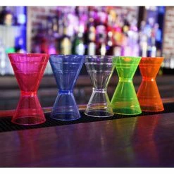 Best Sale 😉 BarMan Jiggers - Plastic With Measuring Lines 🥰 -barman shop neon clear plastic jiggers bar 1 700x700