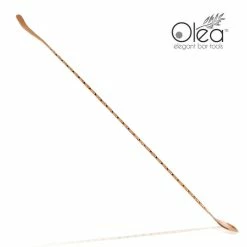 New ❤️ BarMan Olea™ Copper Plated Bar Spoon - Bent Tip - 50cm Length 🔔