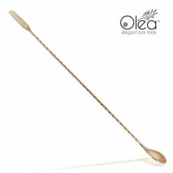 Deals 🎉 BarMan Olea™ Copper Plated Bar Spoon - Trident Fork Tip - 40cm Length 🧨