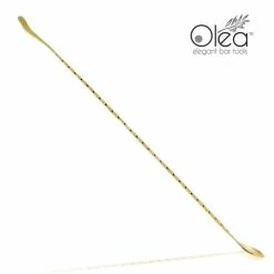 Hot Sale 😀 BarMan Olea™ Gold Plated Bar Spoon - Bent Tip - 50cm Length ✨