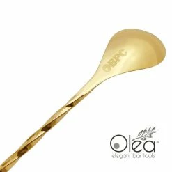Budget 🎉 BarMan Olea™ Gold Plated Bar Spoon - Bent Tip - 30cm Length 🔥 -barman shop olea gold bar spoon bent tip 3 2 700x700