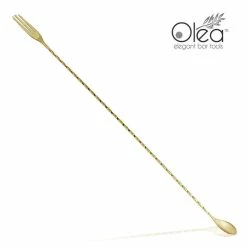 Best Sale 😉 BarMan Olea™ Gold Plated Bar Spoon - Trident Fork Tip - 50cm Length ✨