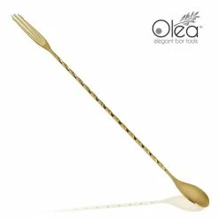 Cheapest 🌟 BarMan Olea™ Gold Plated Bar Spoon - Trident Fork Tip - 30cm Length 🔔