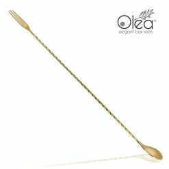 Deals ❤️ BarMan Olea™ Gold Plated Bar Spoon - Trident Fork Tip - 40cm Length 🔥