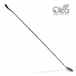 Promo ❤️ BarMan Olea™ Gunmetal Plated Bar Spoon - Bent Tip - 50cm Length 🌟