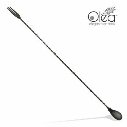 Coupon 👏 BarMan Olea™ Gunmetal Plated Bar Spoon - Trident Fork Tip - 50cm Length 🌟