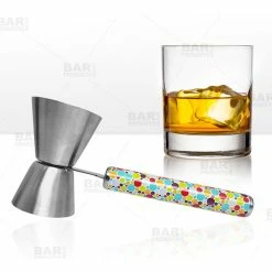 Deals 🥰 BarMan Jigger With Printed Handle Design - Retro Dots - .75oz X 1.25oz 🎉 -barman shop printed jigger retro dots bp 800 700x700