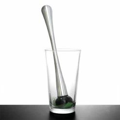 Outlet 🧨 BarMan BarConic® Stainless Steel/Black Tenderizing Head Muddler ✨ -barman shop tenderizing head stainless steel skinny muddle 2 700x700